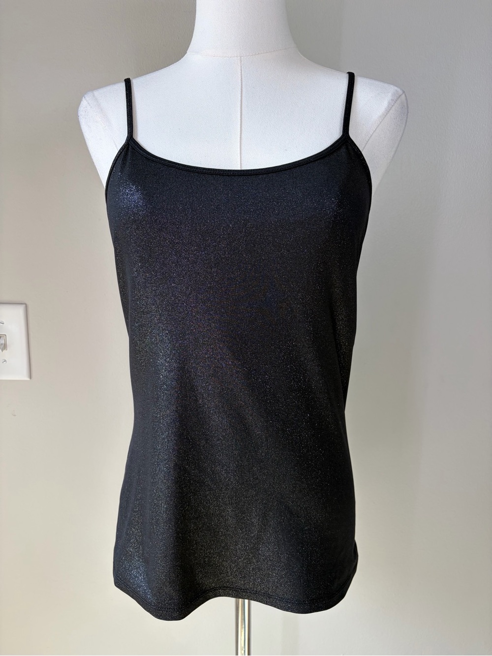 White House Black Market Black Sparkly Glitter Tank Top Camisole Elevated Basics